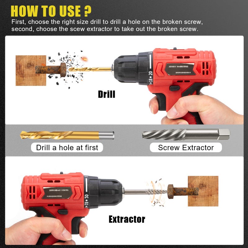 TOPEC Screw Extractor and Left Hand Drill Bit Set - 18 Piece Easy Out Bolt Extractor Kit for Removing Damaged Screws  Broken Bolts  Studs - Image 3